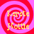 Four identical display yellow text over red and pink spiral backgrounds with no visible motion changes