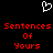 A static pixel art image with a white heart outline at the top and red text reading 'Sentences Of Yours' repeated twice on black background.