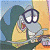 A pixelated cartoon character with large glasses and a yellow shirt appears on the left side of a contact sheet, while green text reading "Original Icons .com" is displayed on a dark background to the right.