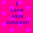 Bright pink background with scattered purple hearts and blue text reading "I Love Jack Johnson" in two vertical
