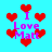 Pixelated red hearts surround purple text reading "I Love Matt" on a cyan background.