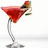 A martini glass with red liquid and a lemon twist garnish appears on the left, while red pixelated text reads "i dont FLIRT. i there's a difference" below it.