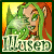 Animated contact sheet of a fantasy character icon with green hair and orange background, showing sequential frame changes in facial expression and pose.