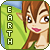 Pixelated character with brown hair and elf ears, wearing green top against light blue background; vertical text "EARTH" on left side.