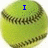 Three green softball images with blue text: 'I', 'Love', and 'Softball' displayed on each, arranged in a