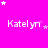 A bright pink background with white text reading 'Katelyn' and scattered star shapes in various sizes.