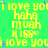 Green background with yellow text repeating 'i love you hahahaha mua kiss' and small blue stars scattered throughout.