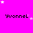 Pixelated text 'yvonnell' repeated across a bright pink background with scattered white and light purple stars.