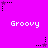 Pixelated purple background with white 'Groovy' text and black/purple star icons in a pattern