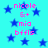 A static image with a cyan background filled with blue stars, displaying repeated pink text elements including 'nicole', '&+', 'mia', and 'bffls' in pixelated font.