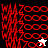 Four display red pixelated text and symbols on black, gray, white, and dark gray backgrounds with a small star cursor