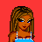 Pixel art contact sheet showing multiple frames of a cartoon woman in blue top and gray pants with text "wait to see my i cant BABY!" on red background.