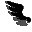 Four pixelated black and gray shapes on a light gray background, each in distinct poses resembling abstract forms or stylized figures.