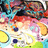 Pixelated abstract composition with overlapping color blocks in red, blue, yellow, green, and white forming indistinct shapes against a multicolored background.