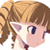 Pixelated anime-style character head with brown hair and blue eyes, static single-frame image.