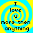 Four identical display a yellow spiral on blue background with black text reading "I love u more then anything" in pixelated font