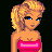Pixel art of a blonde woman in pink top and blue jeans, with text variations below.