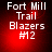 Four identical red-toned display white text reading "Fort Mill Trail Blazers #12" with subtle background variations