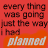 Red background with repeated text phrases and broccoli words in white, orange, and gray tones across multiple