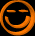 A 3x2 contact sheet of six orange animated frames showing a cartoon smiley face icon with varying facial expressions and body shapes against black backgrounds.