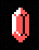 Pixelated icon with rounded ends, white side , black vertical stripe, and color-shifting central section on dark background