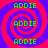 Green text 'ADDIE' repeated in a pattern over four identical spiral backgrounds with alternating red and blue colors