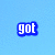 Blue background with pixelated text phrases arranged in a , some words highlighted in cyan