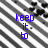 Blue pixelated text on a striped background changes from 'keep it to' to 'yourself loser'