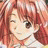 A 48x48 pixel buddy icon featuring a split composition with an anime-style character on the left and text elements on the right against a black background.