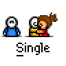 Animated contact sheet showing 15 sequential frames of a pixel art buddy icon with two characters interacting, transitioning from static poses to explosive red particle effects.