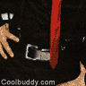 four showing a person in black shirt and red tie with 'Suspenders are SEXY' text, each displaying different color variations for the word 'SEXY'