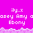Pixelated text displays 'ily..x', 'asey Amy', and 'Ebony' on a bright pink background with a light pink wave pattern.