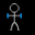 A stick figure with blue hands and feet performs a sequence of arm movements against a black background.