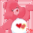 A 48x48 pixel animated Care Bear icon with a pink bear character, heart symbols on its belly, and striped background elements in two sequential frames showing slight pose changes.