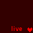 Red pixelated text 'live' with a red heart symbol on dark brown background, arranged in four positions.