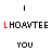 pixelated text icons with alternating red and black lettering, each displaying 'LHOAVTEE' above 'YOU', arranged in on a white background