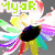 A colorful sunflower icon with a black center and multicolored petals, featuring the text 'MyaR' in different colors across four