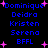 Blue text listing names and abbreviations on black background with pink star shapes, arranged in two vertical