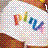Pixelated icon with translucent checkered background, featuring abstract multicolored shapes including red-orange and blue-purple forms.