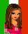 Pixelated image of a woman with long brown hair wearing a pink top against an Italian flag background, with "Italian Pride" text on the right.
