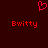 Red pixelated heart symbol above two instances of the word 'Bwitty' on a dark red background.