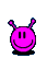 nine pink cartoon heads with antennae on a gray background, each showing different expressions and poses