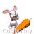 Animated contact sheet of a cartoon rabbit with orange carrot and pink heart props across 8 frames showing subtle pose and prop changes.