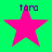 Four pink star icons arranged in a on green background, each with purple 'tora' text above; top-right and bottom-left stars show subtle animation changes