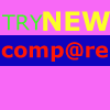 A static image with repeated text elements on a pink background, featuring alternating blue and pink horizontal bands with colored text.