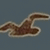 Brown bird silhouette with white outline in flight pose on blue background, six showing wing position changes