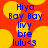 A static image with a red background featuring yellow circular shapes and blue text reading "Hiya Bay Bay Ivy bre lulu<3" in a vertical list.