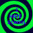 Four identical green and dark blue spiral patterns arranged in a , each containing the text "I HATE SCHOOL" in purple pixelated letters