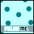 Two side-by-side pixelated frames of a light blue background with teal dots and gray text reading POLKA ME.