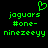 Green pixelated text and a heart symbol on black background, with identical left and right sections displaying jaguars #one- nineteeneyy.